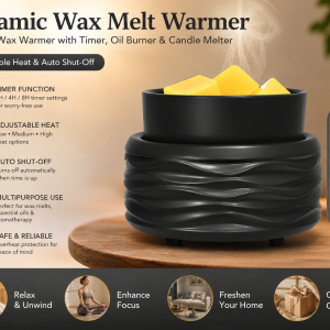 3-in-1 Ceramic Wax Melt Warmer – Electric Wax Melter, Candle Warmer & Oil Burner with Timer