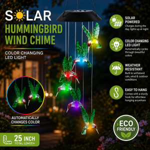 Solar Hummingbird Wind Chime – Color Changing LED Garden Decor