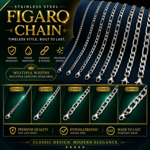Figaro Chain Necklace Stainless Steel – Multiple Sizes Available