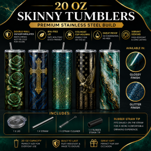 20 oz SKINNY TUMBLERS - Multiple Designz! (PICK UP OR SHIPPING AVAILABLE)