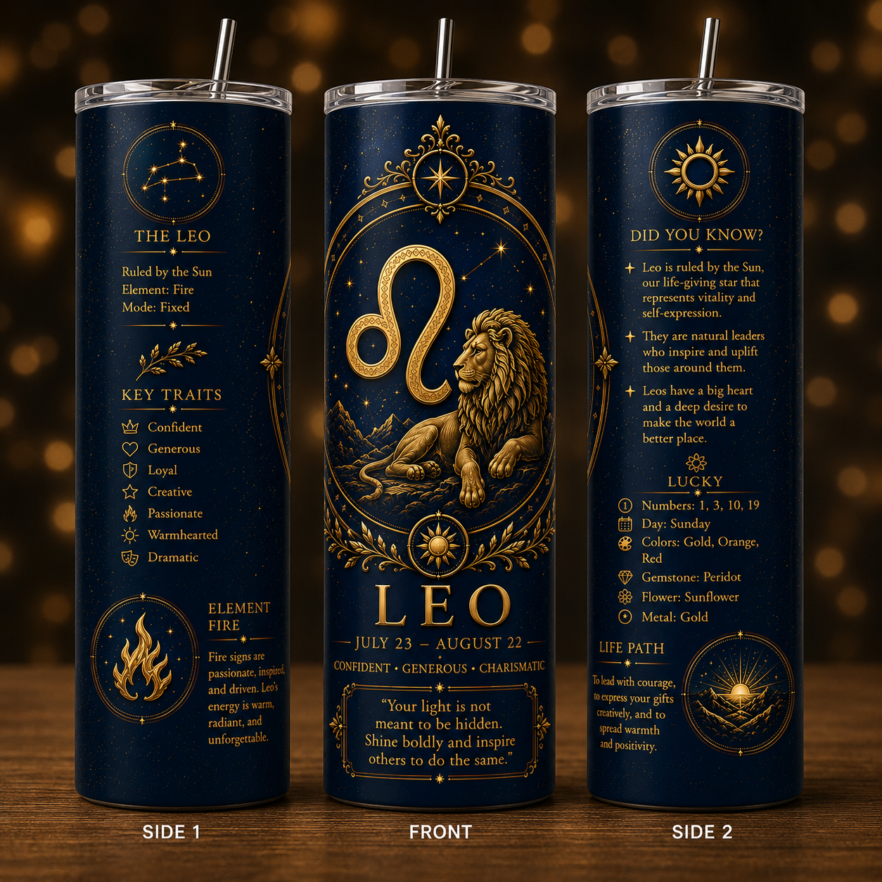 DK Blue Zodiac Astrology Design 20 oz Skinny Tumbler with Lid & Straw ♈♉♊♋♌♍♎♏♐♑♒♓. - Image 8